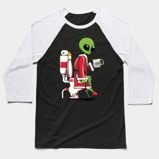 Alien on the Toilet Baseball T-Shirt